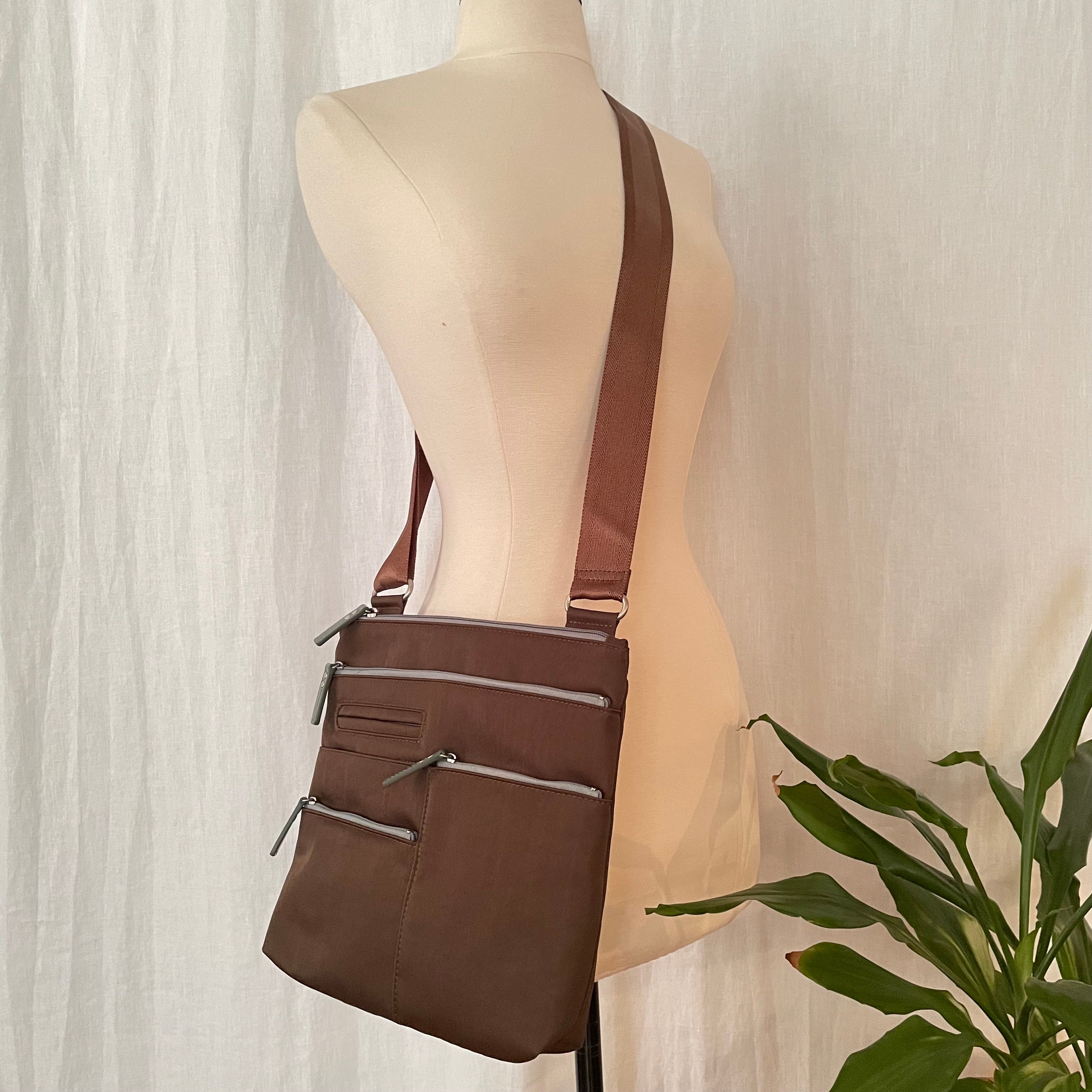 NICO - Mocha x Sage | Multi-Pocket Shoulder Bag | Small